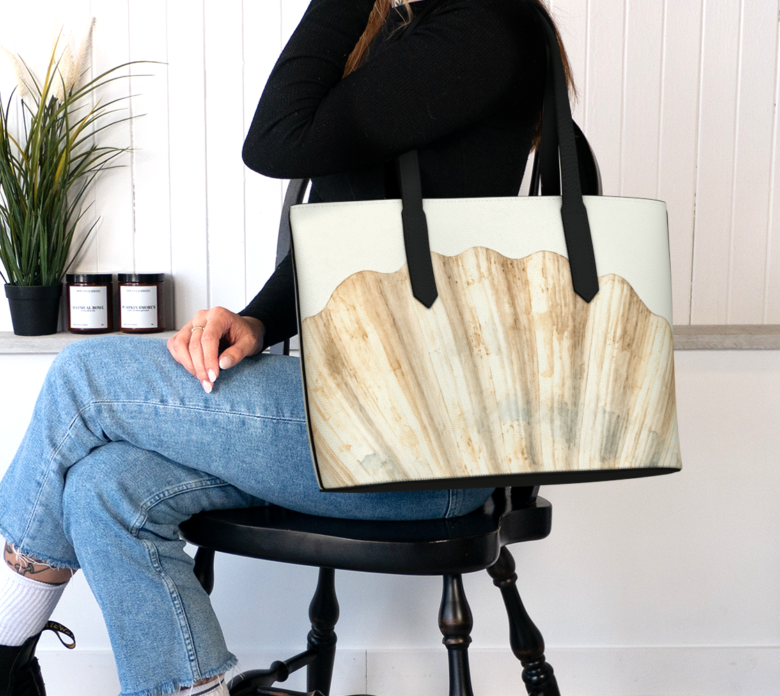 Scallop Shell Vegan Leather Tote Bag