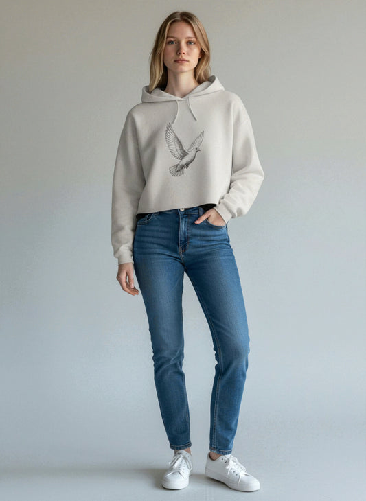 Dove Study Premium Cropped Hoodie