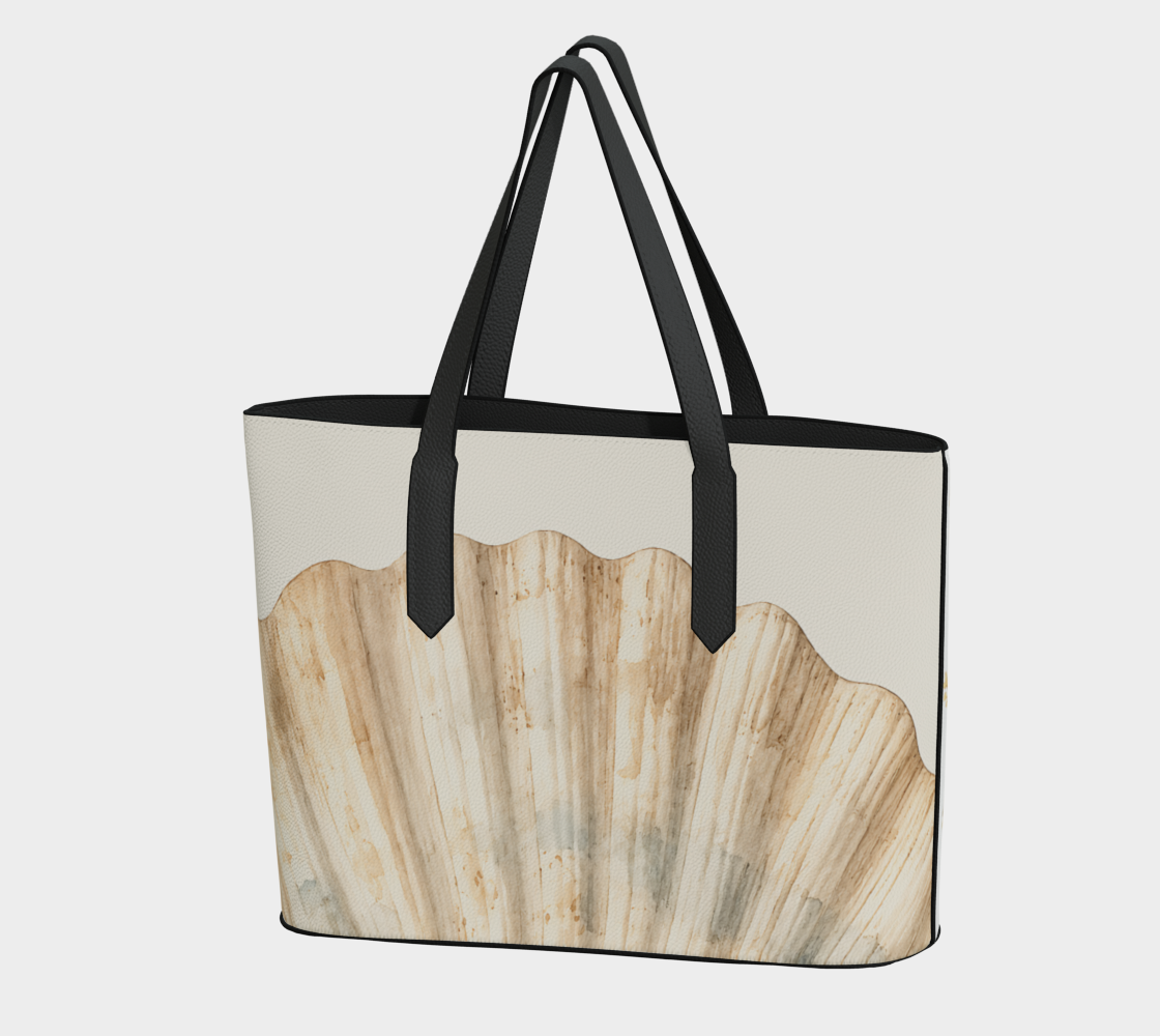 Scallop Shell Vegan Leather Tote Bag
