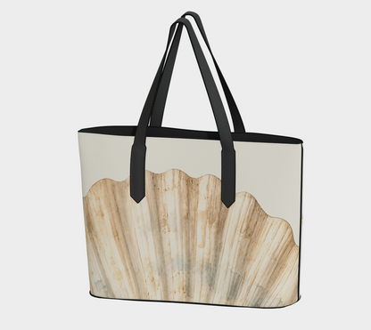 Scallop Shell Vegan Leather Tote Bag