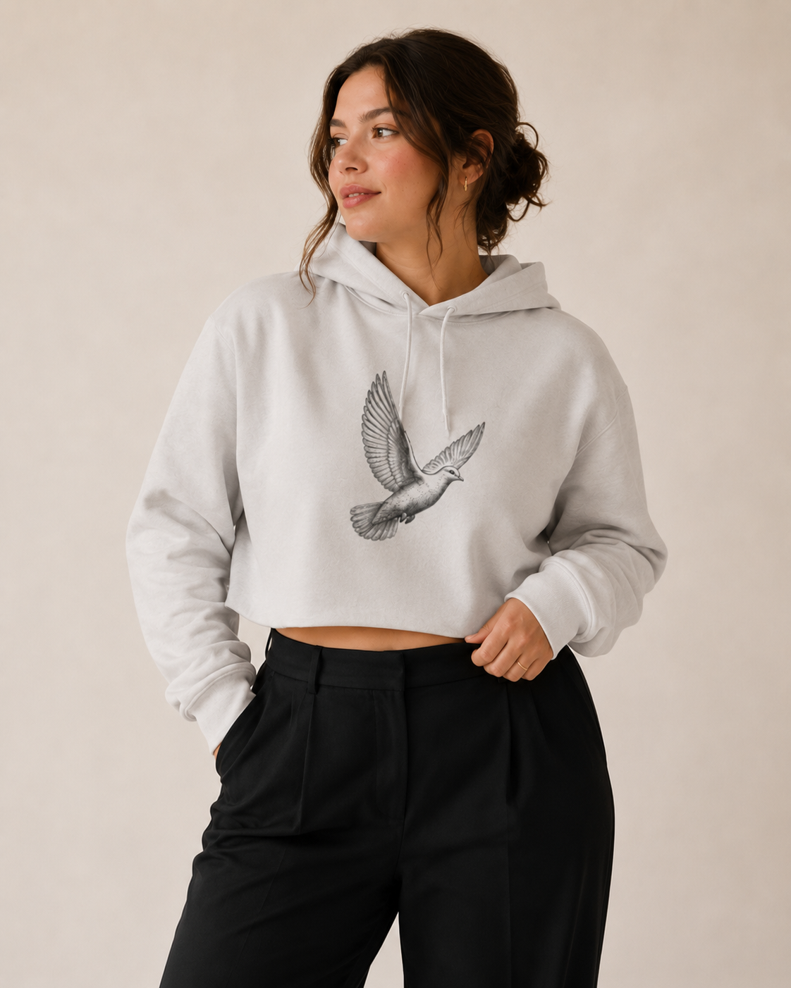 Dove Study Premium Cropped Hoodie