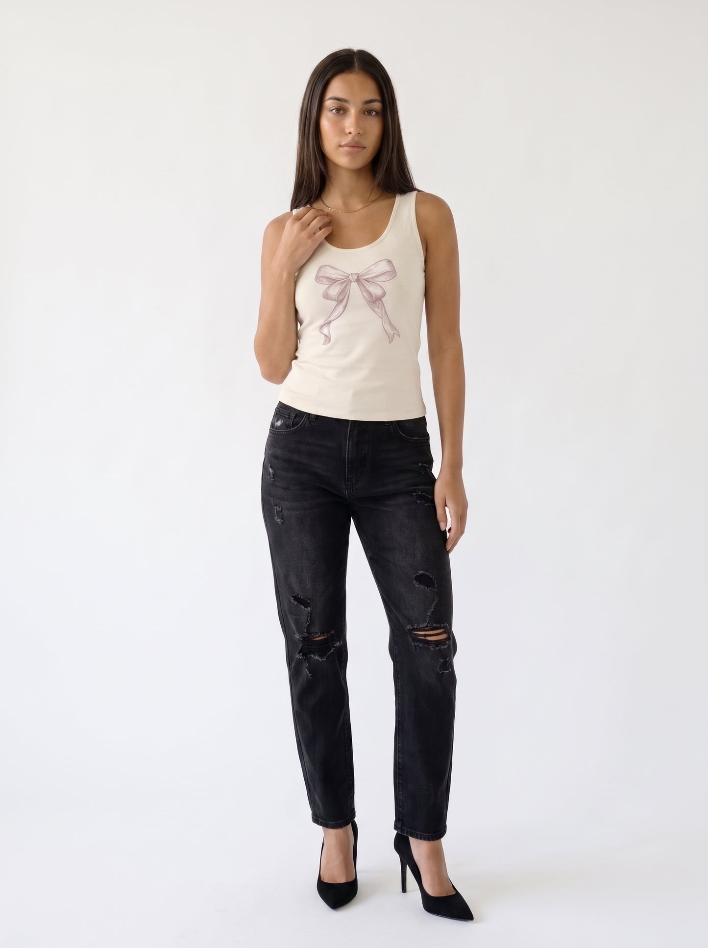 Heirloom Ribbon Slim-Fit Tank Top