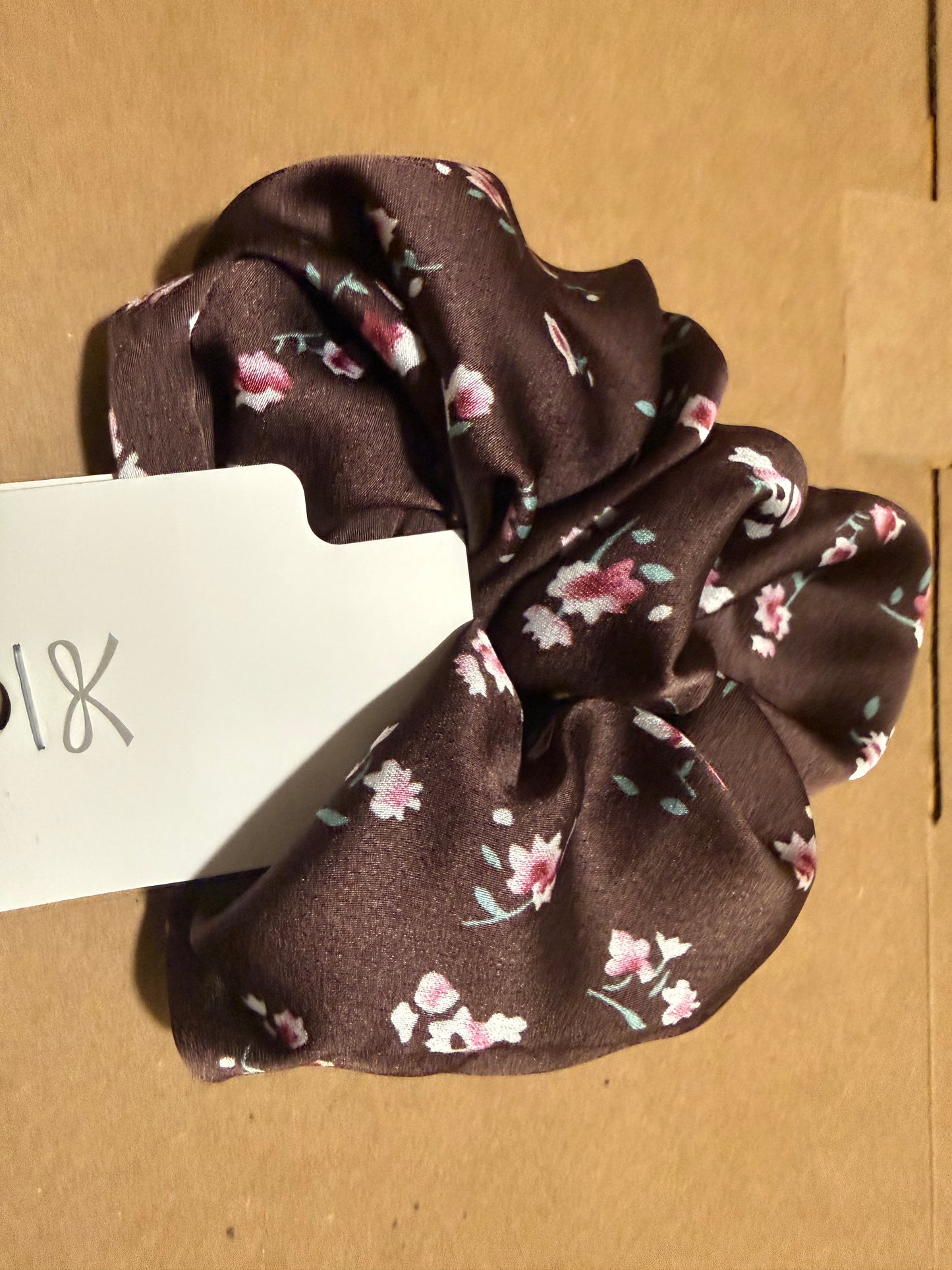 Rosa Cocoa Oversized Satin Scrunchie – Chocolate Floral