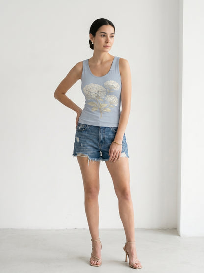 Hydrangea Study Slim-Fit Tank Top