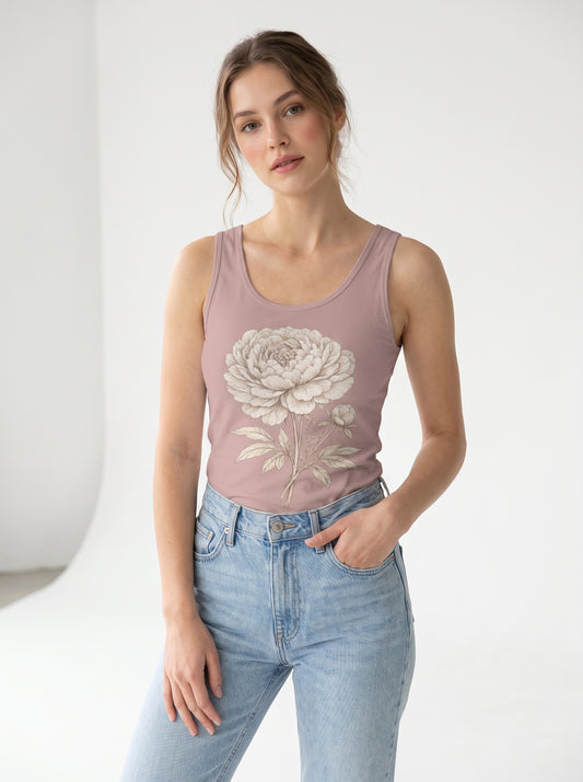Peony Study Slim-Fit Tank Top