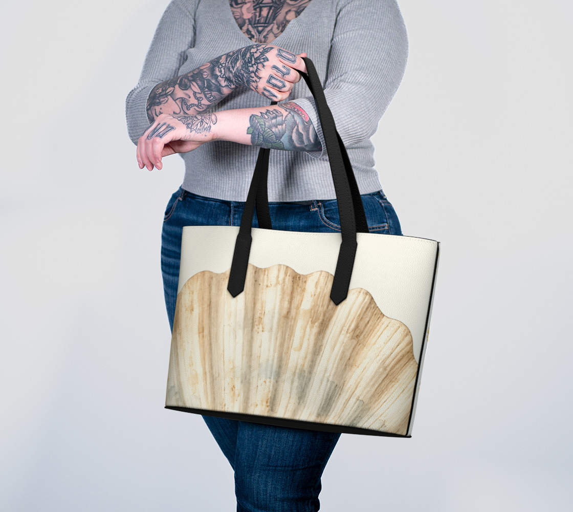 Scallop Shell Vegan Leather Tote Bag