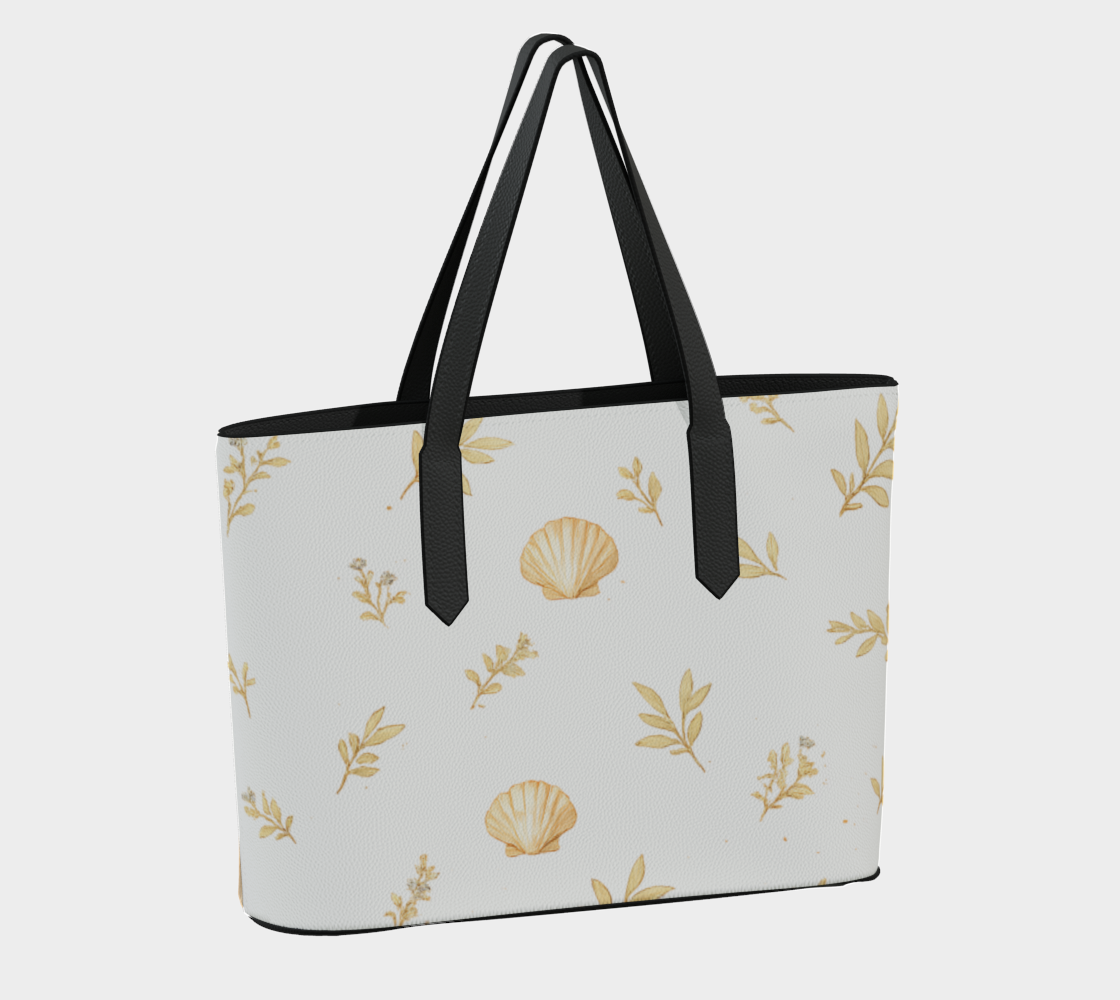 Scallop Shell Vegan Leather Tote Bag